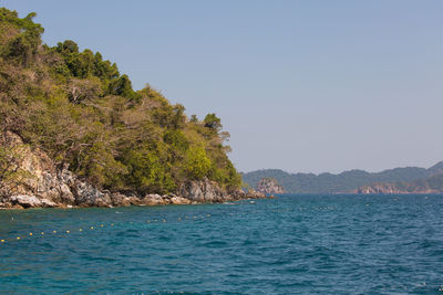 Scenic view of sea against clear sky