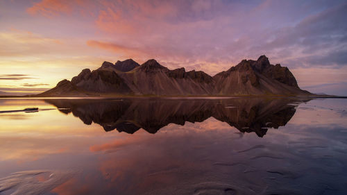 Reflection of sky on lake during sunset
