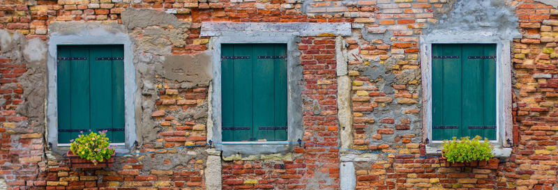 Closed door of building