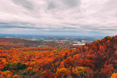 Scenic view of landscape against sky during sunset