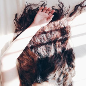 Close-up of the long hair of a woman