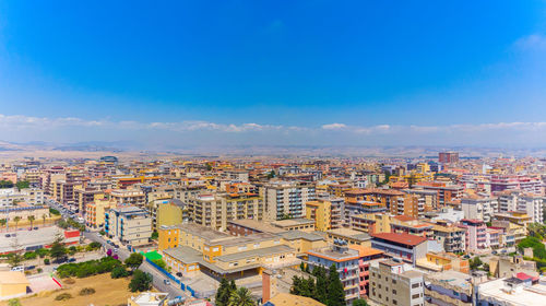 High angle view of buildings in city