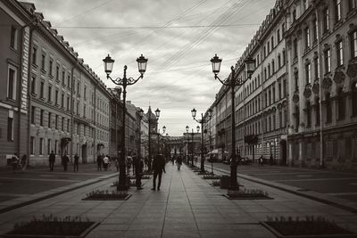 People walking on city street