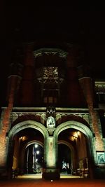 Low angle view of illuminated built structure