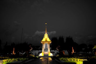 Statue of lit up at night