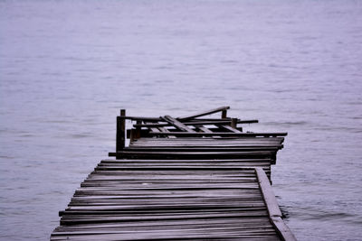 Wooden jetty on pier over lake