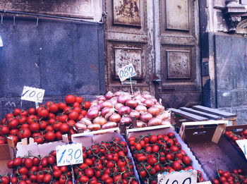 Vegetables for sale at market stall