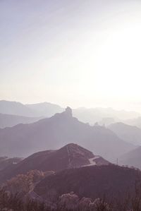 Scenic view of mountains against clear sky