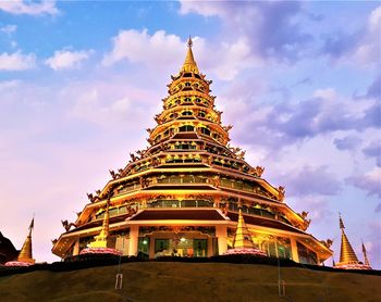 Low angle view of pagoda against sky