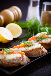 Close-up of fish served in plate