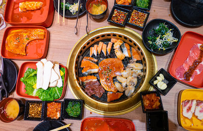 Directly above shot of meal served in bowl