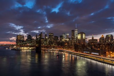 City lit up at night