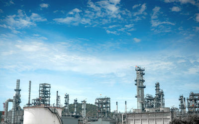 Panoramic view of factory against sky