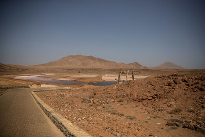 Scenic view of desert against clear sky