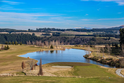 Scenic view of lake against sky