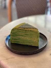 Close-up of dessert in plate on table