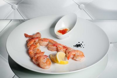 High angle view of meal served in plate