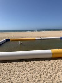 Scenic view of beach against clear sky