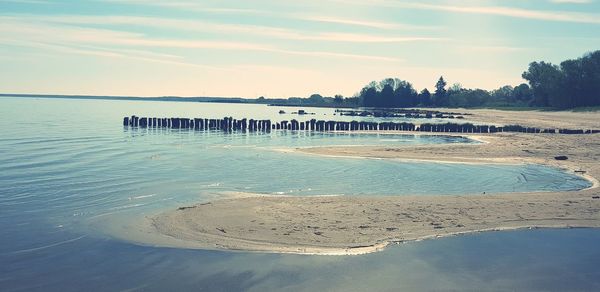 Scenic view of beach against sky