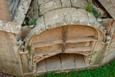 Low angle view of wooden wall