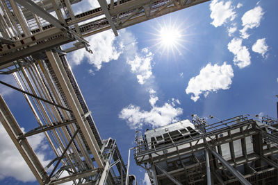 Natural gas plant structures against blue sky