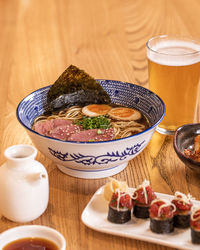 High angle view of food on table