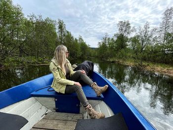 Women sitting on the boat