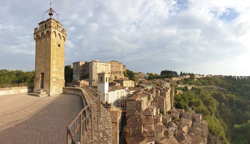 Panoramic view of historic building against sky