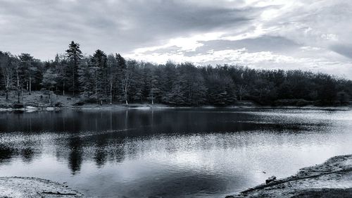 Scenic view of lake against sky