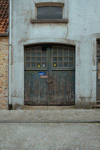 Closed door of building