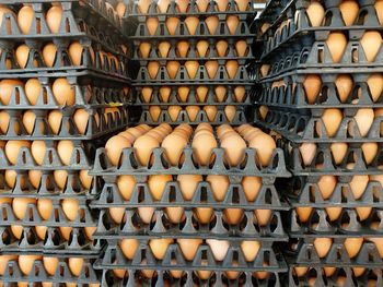 High angle view of eggs in a fresh market