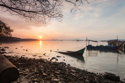 Scenic view of sea against sky during sunset