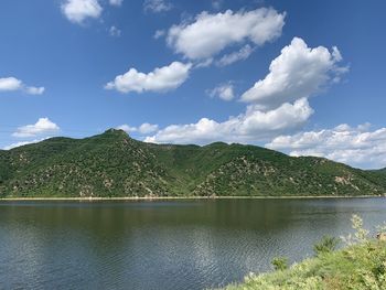 Scenic view of lake against sky