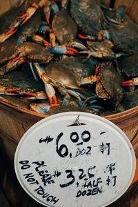 Crabs in container for sale