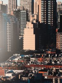 High angle view of buildings in city