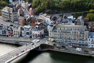 High angle view of buildings in city