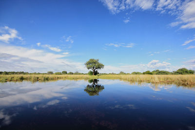 Scenic view of lake against sky