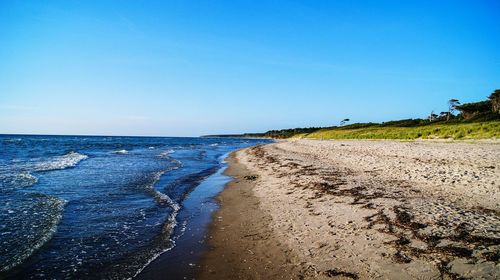 Scenic view of sea against clear sky