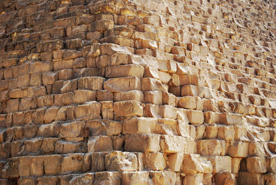 Stone blocks of the great pyramid of cheops in cairo, egypt