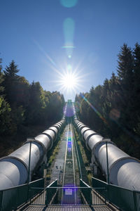Digital composite image of railroad tracks against sky