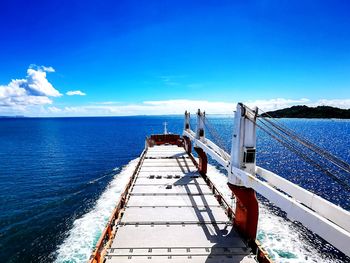 Scenic view of sea against blue sky