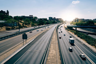 High angle view of traffic on highway