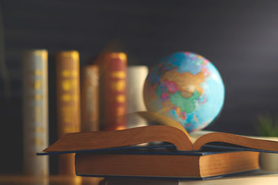 Close-up of open book on table