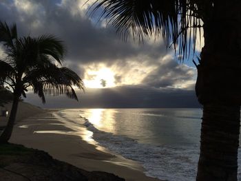 Scenic view of sea at sunset