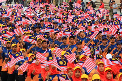 Crowd with malaysian flag