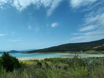 Scenic view of lake against sky