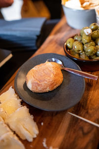 Close-up of food in plate on table