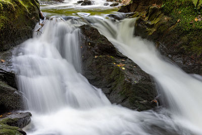 Long exposure of a waterfall on the east lyn river at watersmeet in exmoor national park