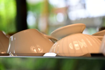 Close-up of coins on table