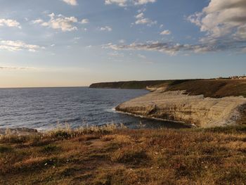 Scenic view of sea against sky during sunset